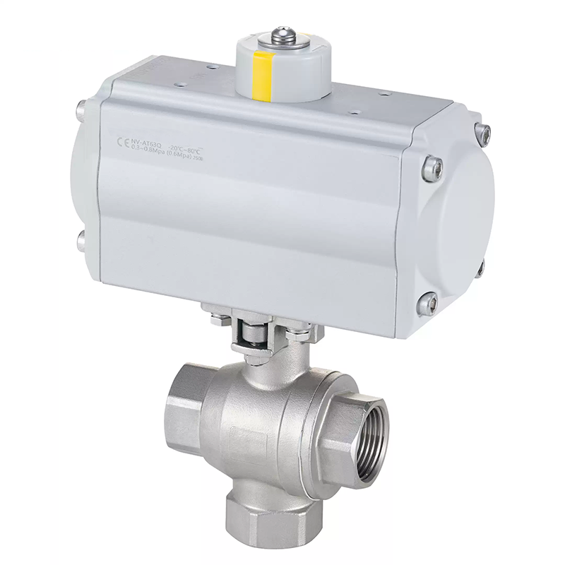 Vertical Installation Pneumatic 3-way Ball Valve